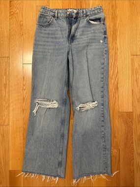 Zara straight/wide leg ripped jeans